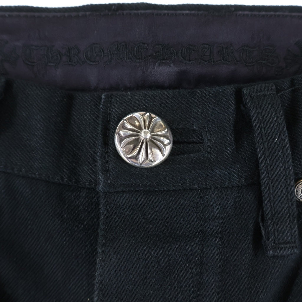 CHROME HEARTS(クロムハーツ) JEAN SL FLEURKNEE フレアニーステッチデニムパンツ ブラック
