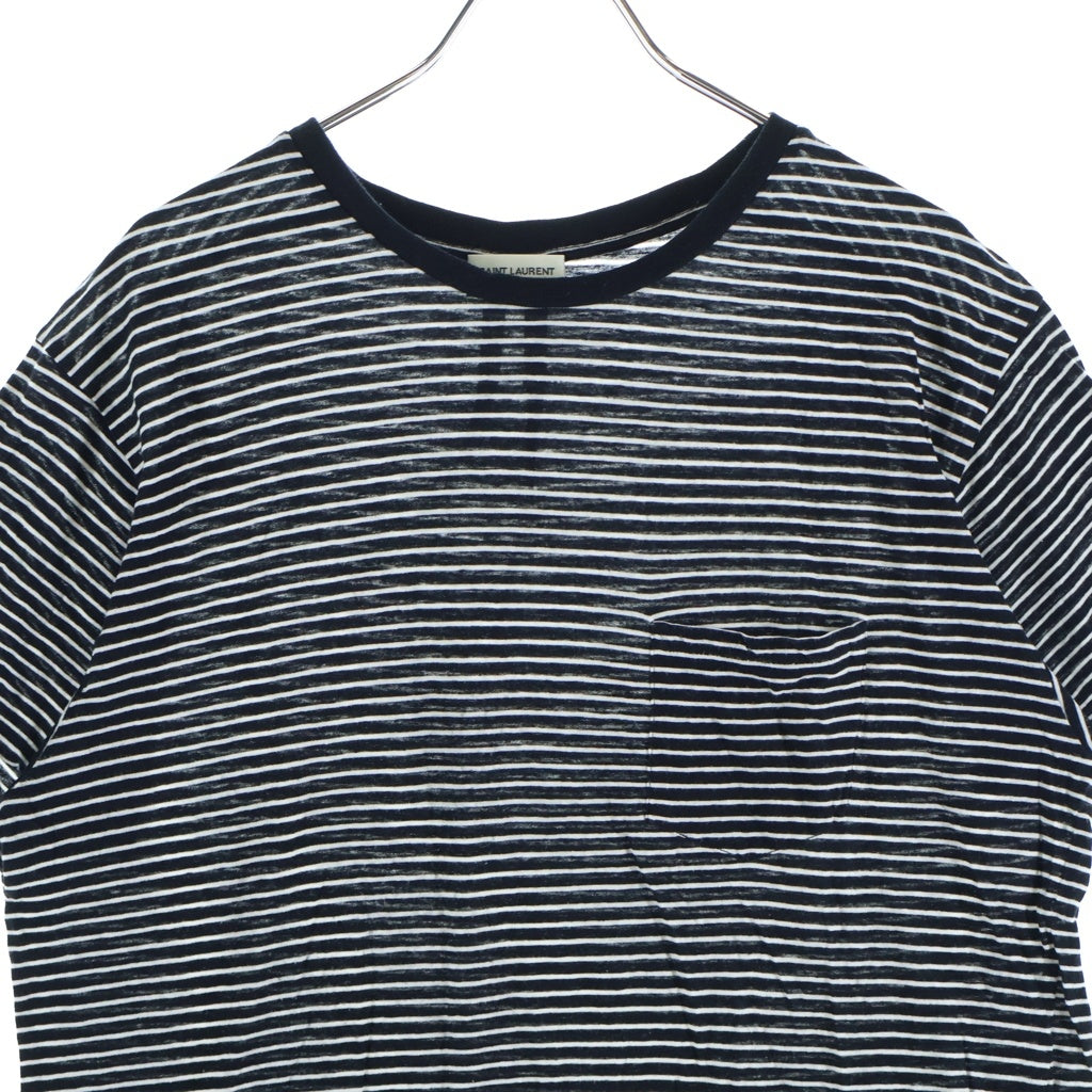 SAINT LAURENT PARIS(サンローランパリ) 13SS エディ期 クルーネック半袖ボーダーTシャツ ブラック/ホワイト 338413 Y2DH1