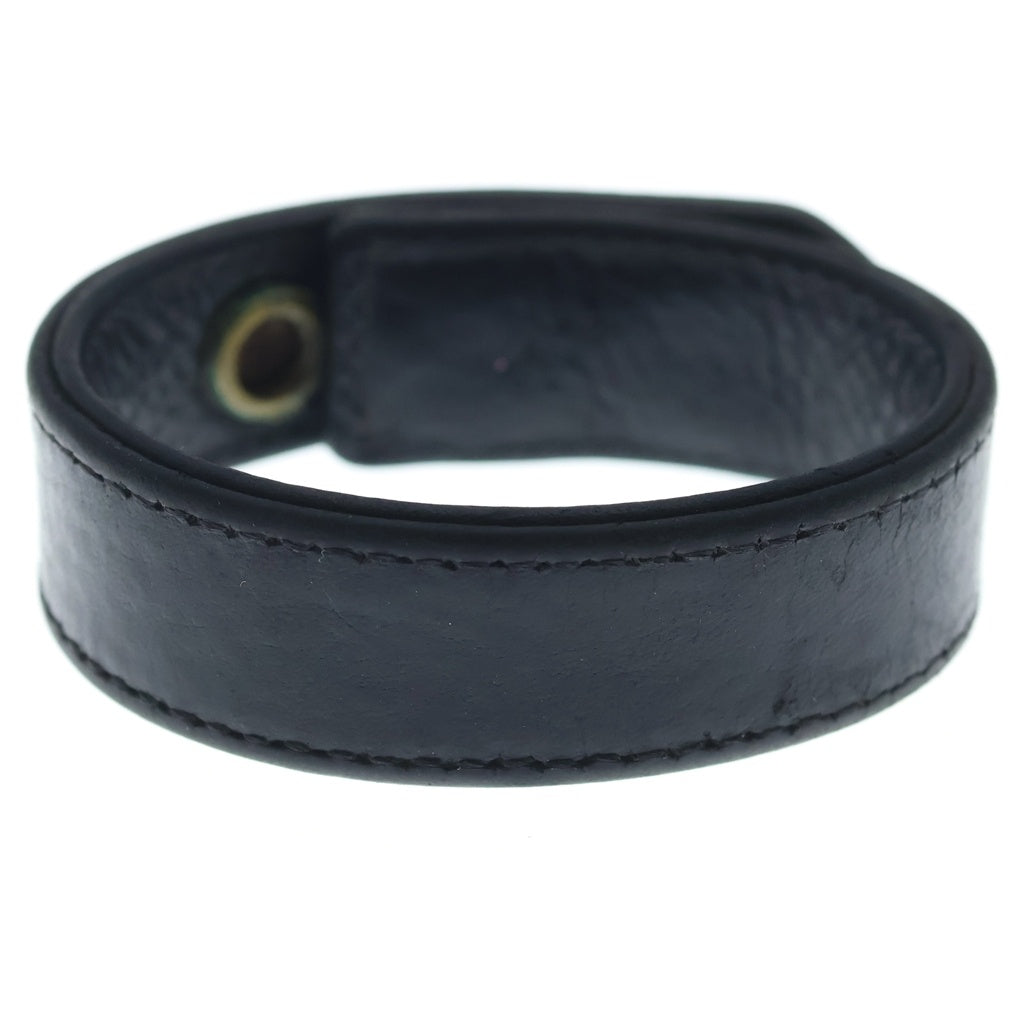 CHROME HEARTS(クロムハーツ) 3BTN 2SNP クロスボール 3ボタン2スナップ レザーブレスレット ブラック/シルバー BCA123