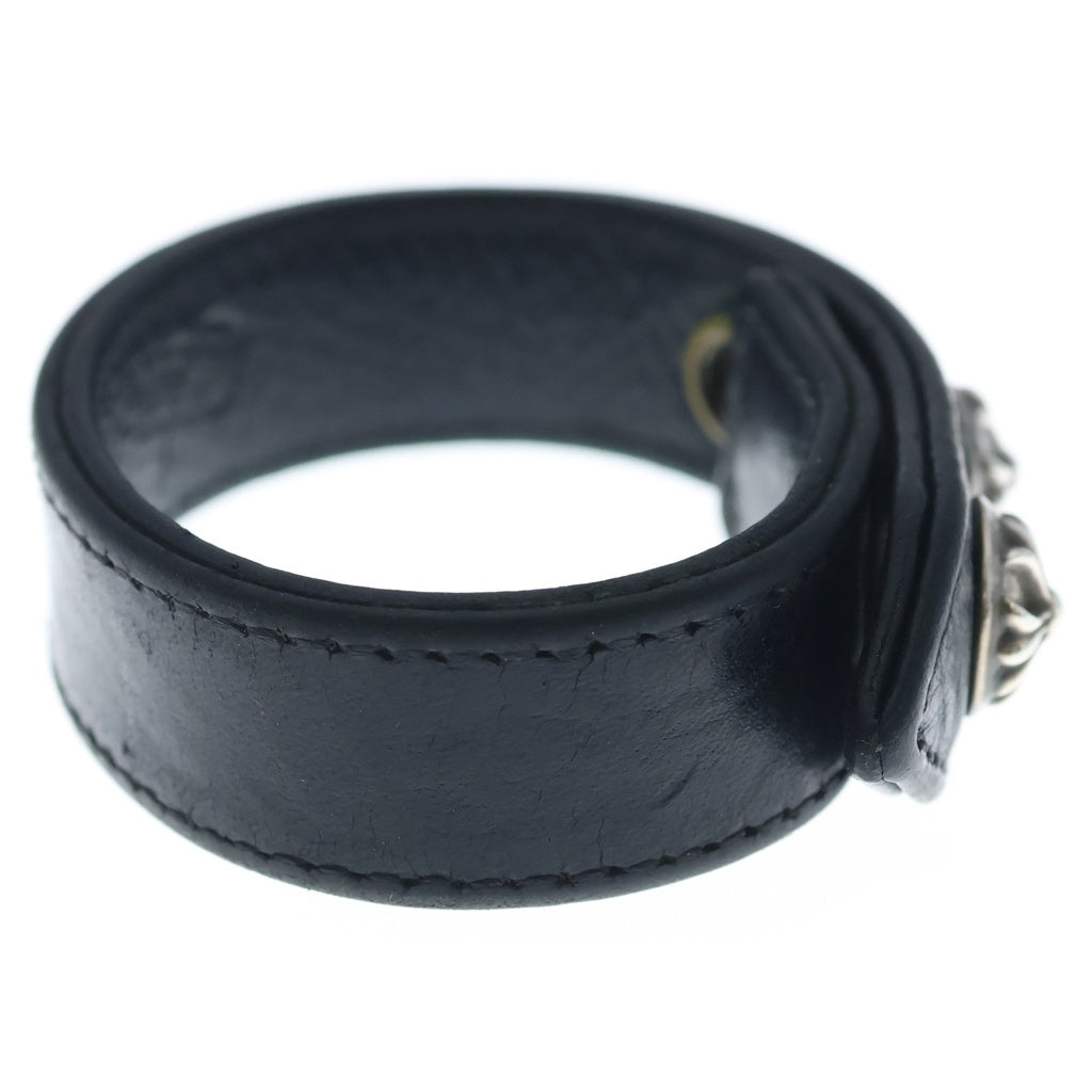CHROME HEARTS(クロムハーツ) 3BTN 2SNP クロスボール 3ボタン2スナップ レザーブレスレット ブラック/シルバー BCA123