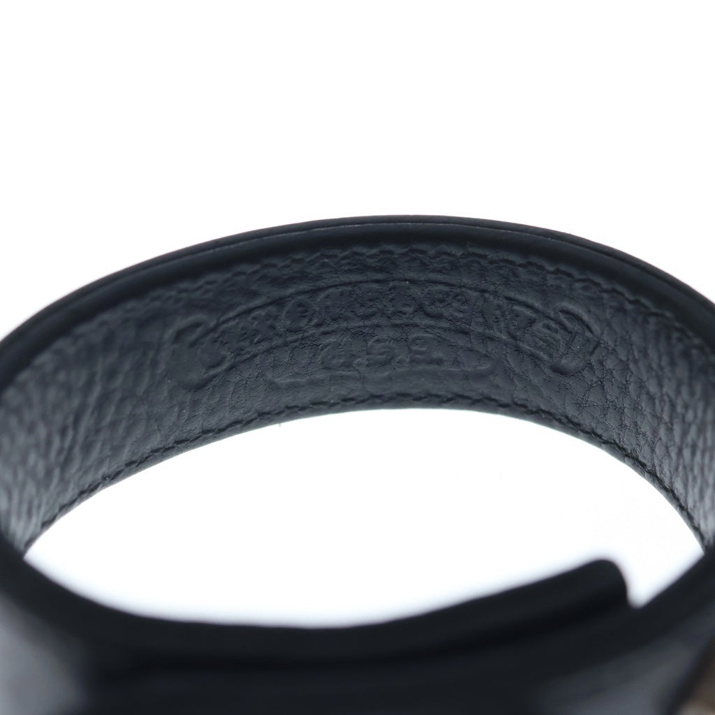 CHROME HEARTS(クロムハーツ) 3BTN 2SNP クロスボール 3ボタン2スナップ レザーブレスレット ブラック/シルバー BCA123