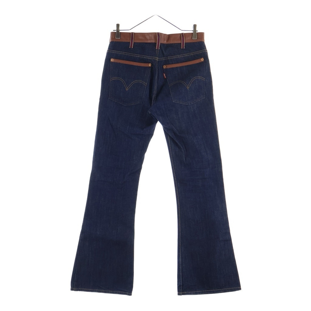 COMME des GARCONS JUNYA WATANABE MAN(コムデギャルソンジュンヤワタナベマン) × Levi's レザー切り替え デニムパンツ フレアパンツ インディゴ/ブラウン WC-O203