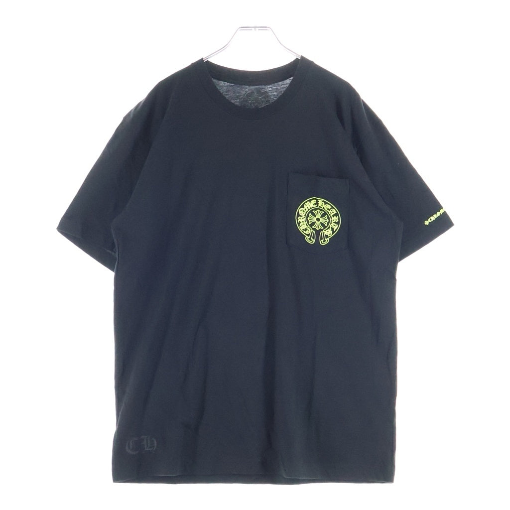 CHROME HEARTS(クロムハーツ) HORSESHOE S/S TEE BLACK/NEON YELLOW ホースシュー ショートスリーブ クルーネック 半袖Tシャツ ブラック/イエロー