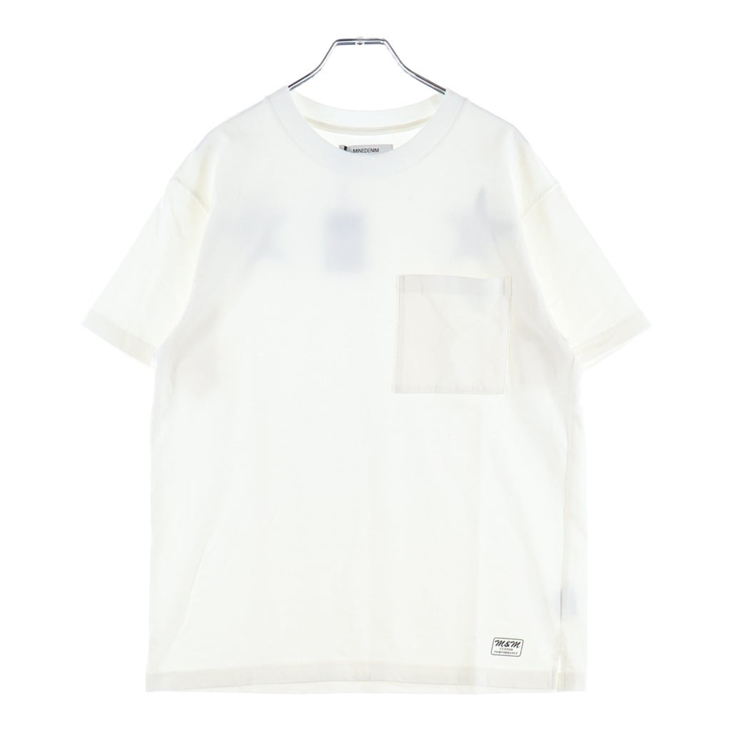 MINEDENIM(マインデニム) M&M STAR EMBROIDERY POCKET TEE エムアンドエム バックスターパッチ クルーネック半袖カットソーTシャツ ホワイト MND-MM41-00-M2