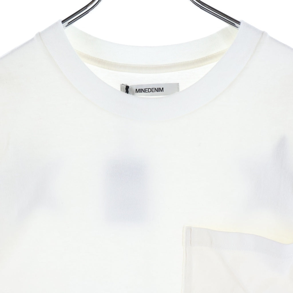 MINEDENIM(マインデニム) M&M STAR EMBROIDERY POCKET TEE エムアンドエム バックスターパッチ クルーネック半袖カットソーTシャツ ホワイト MND-MM41-00-M2