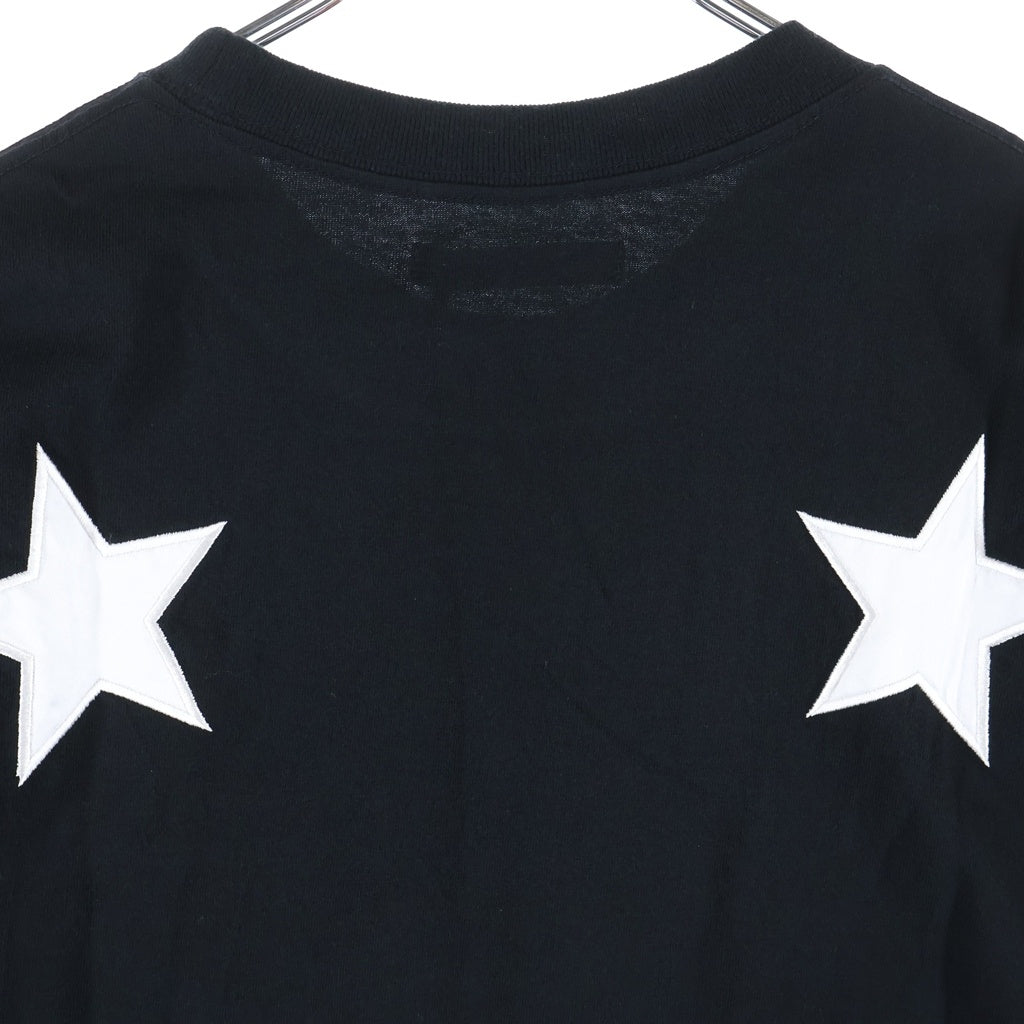 MINEDENIM(マインデニム) M&M STAR EMBROIDERY POCKET TEE エムアンドエム バックスターパッチ クルーネック半袖カットソーTシャツ ブラック MND-MM41-99-M2