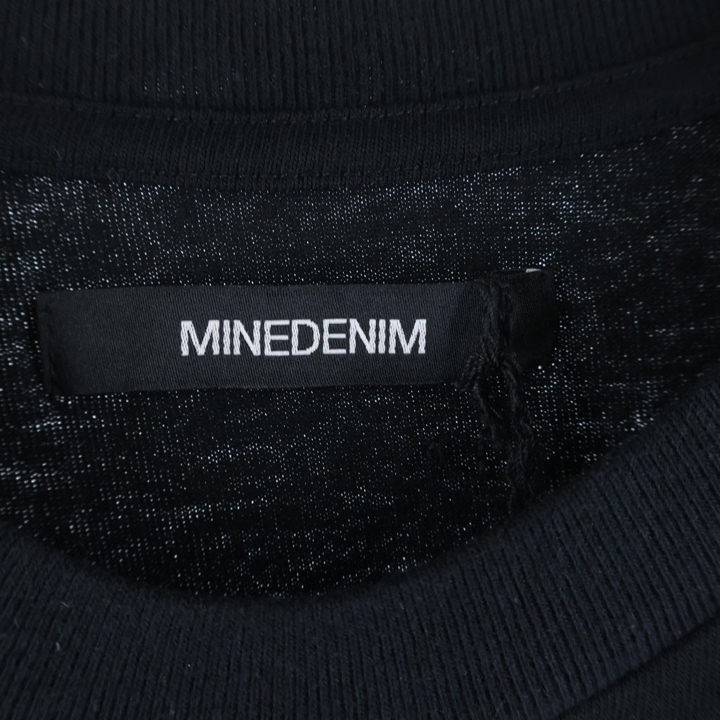 MINEDENIM(マインデニム) M&M STAR EMBROIDERY POCKET TEE エムアンドエム バックスターパッチ クルーネック半袖カットソーTシャツ ブラック MND-MM41-99-M2