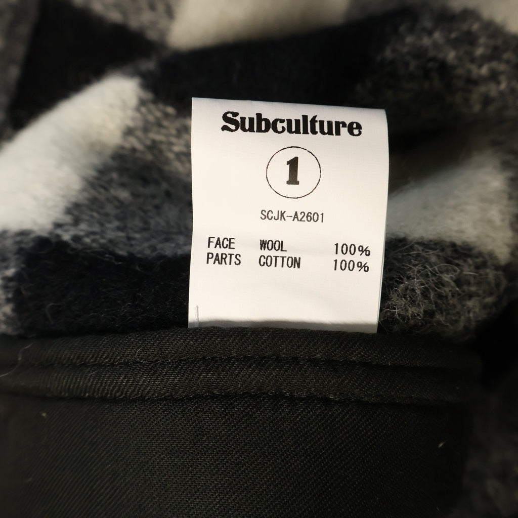 SUBCULTURE(サブカルチャー) BUFFALO CHECK JACKET ロゴ刺繍バッファローチェックジャケット ブラック/ホワイト SCJK-A2601