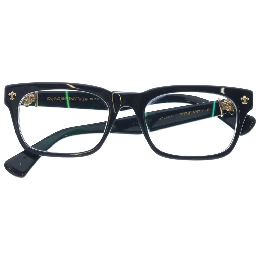 CHROME HEARTS(クロムハーツ) BSフレアテンプル ウェリントン サングラス メガネ アイウェア ブラック/ゴールド GITTIN ANY?-A