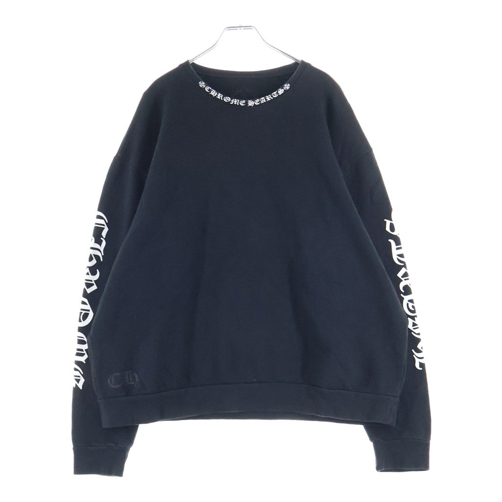 CHROME HEARTS(クロムハーツ) NECK LOGO CREWNECK SWEATSHIRT ネックロゴクルーネックスウェットトレーナー ブラック