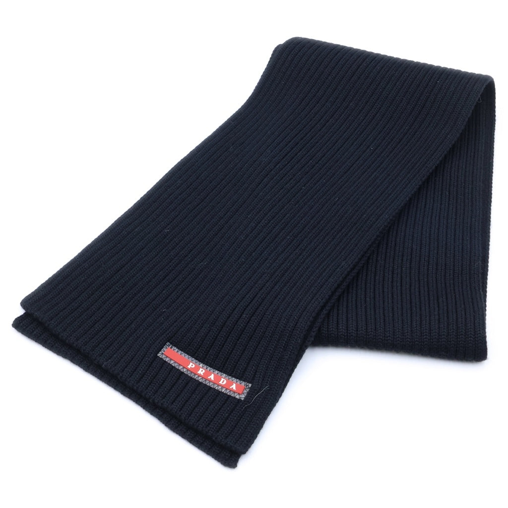 PRADA SPORT(プラダ スポーツ) ラバーロゴプレート ウールマフラー ブラック SMS180 S162 U97 レディース