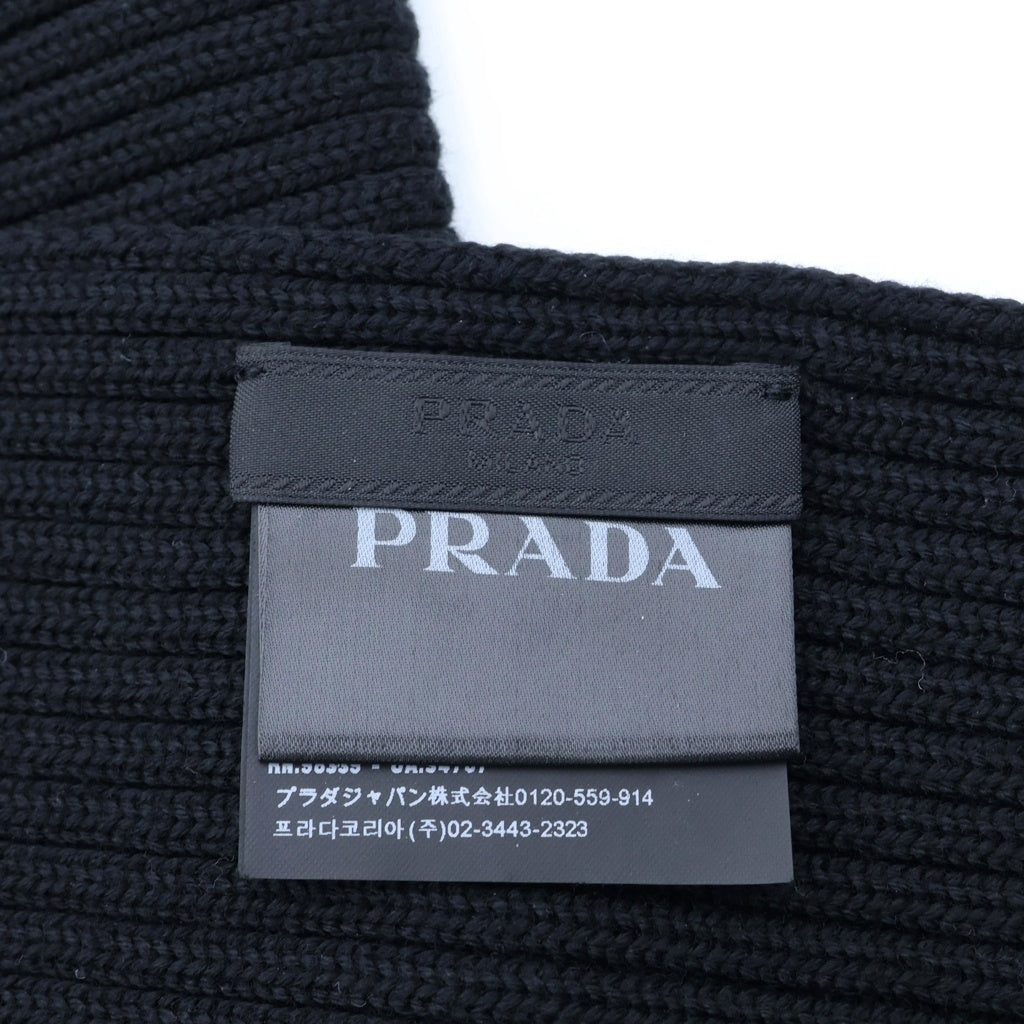 PRADA SPORT(プラダ スポーツ) ラバーロゴプレート ウールマフラー ブラック SMS180 S162 U97 レディース