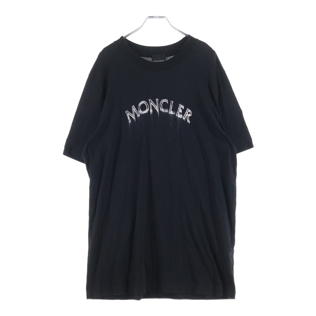 MONCLER(モンクレール) 24SS LOGO COTTON S/S TEE 水性ロゴプリント クルーネック半袖カットソーTシャツ ブラック J10918C00002 89A17