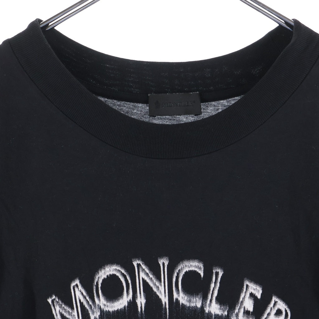 MONCLER(モンクレール) 24SS LOGO COTTON S/S TEE 水性ロゴプリント クルーネック半袖カットソーTシャツ ブラック J10918C00002 89A17