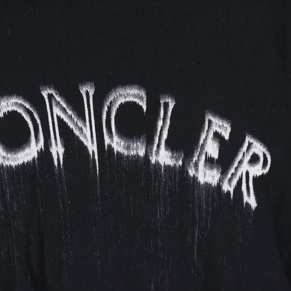 MONCLER(モンクレール) 24SS LOGO COTTON S/S TEE 水性ロゴプリント クルーネック半袖カットソーTシャツ ブラック J10918C00002 89A17