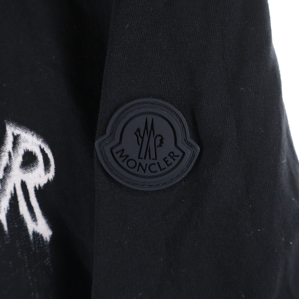 MONCLER(モンクレール) 24SS LOGO COTTON S/S TEE 水性ロゴプリント クルーネック半袖カットソーTシャツ ブラック J10918C00002 89A17