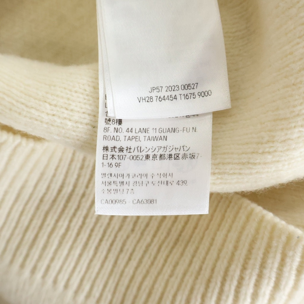 BALENCIAGA(バレンシアガ) 23AW 袖ロゴラバープレート リブネックニットセーター ベージュ 764454 T1675