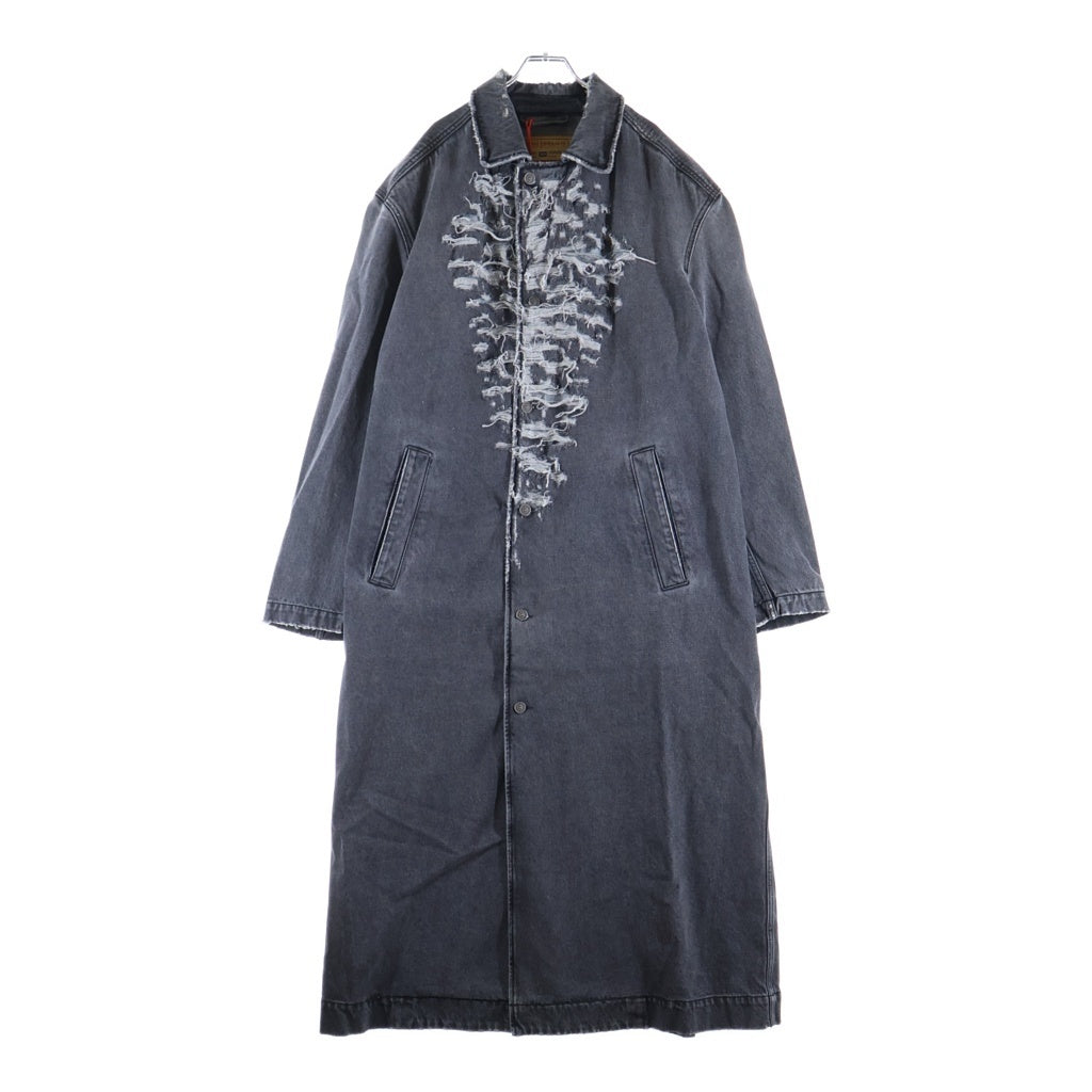 DIESEL(ディーゼル) デストロイ加工 ロングデニムコート グレー A08015