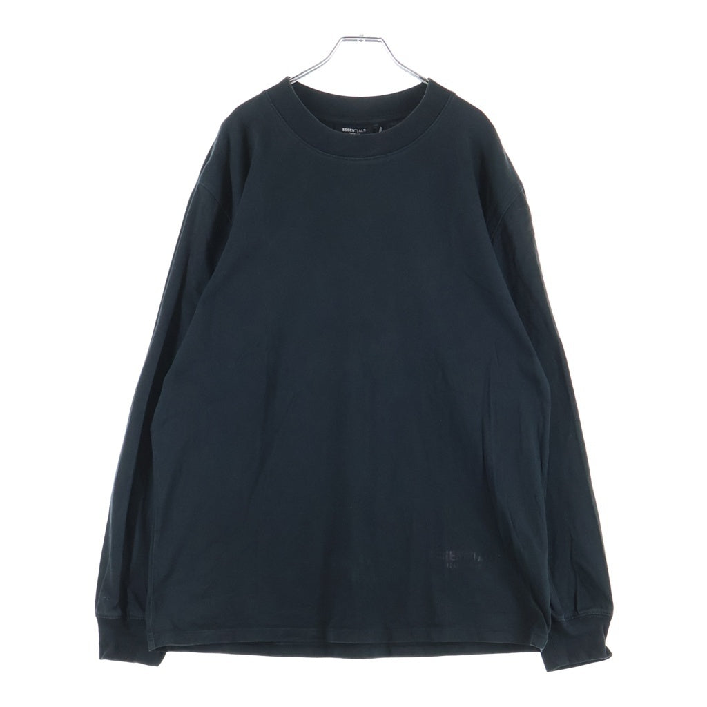 FEAR OF GOD ESSENTIALS(フィアオブゴッド エッセンシャルズ) バックリフレクターロゴプリント クルーネック長袖カットソーTシャツ ブラック