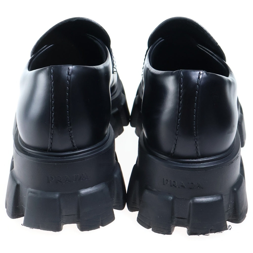 PRADA(プラダ) モノリス トライアングルロゴプレートローファー 三角ロゴ ブラック 2DE129 レディース
