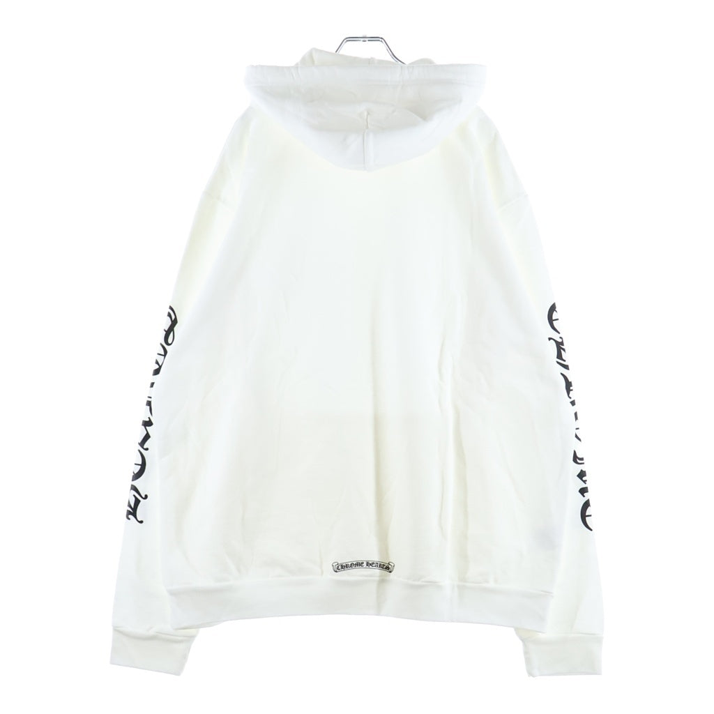 CHROME HEARTS(クロムハーツ) VERTICAL LOGO HOODIE バーティカルロゴ アームロゴプリント スウェット プルオーバーパーカー ホワイト