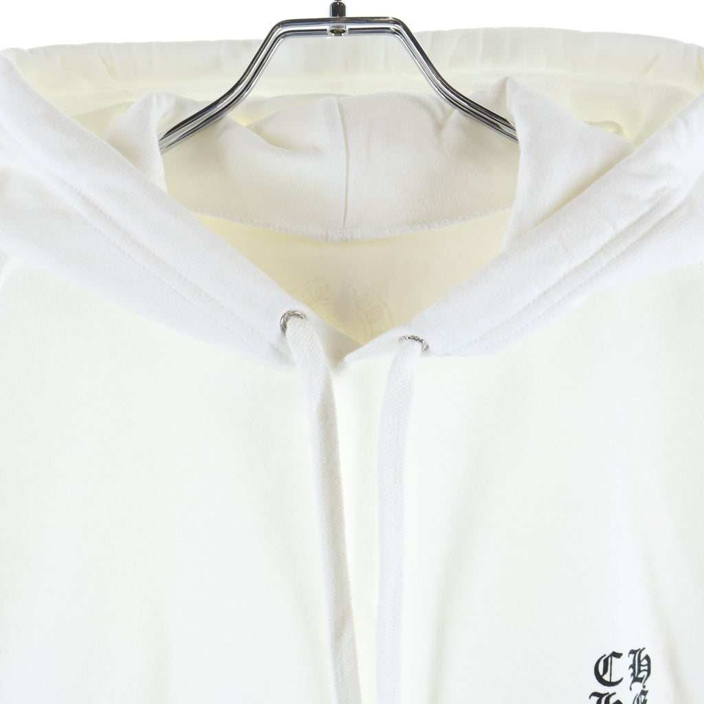 CHROME HEARTS(クロムハーツ) VERTICAL LOGO HOODIE バーティカルロゴ アームロゴプリント スウェット プルオーバーパーカー ホワイト