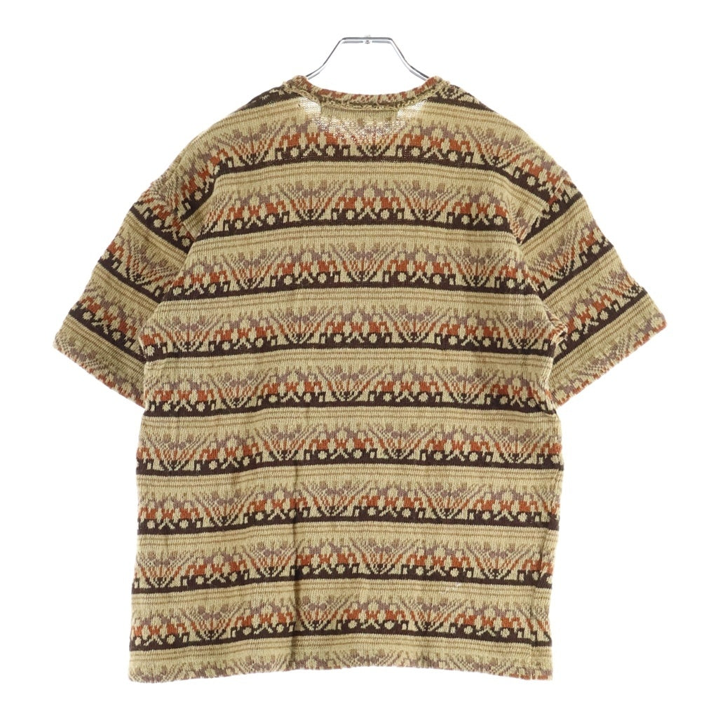 JUNYA WATANABE COMME des GARCONS(ジュンヤワタナベ コムデギャルソン) カントリー柄総柄 半袖ウールニット ブラウン WK-T031