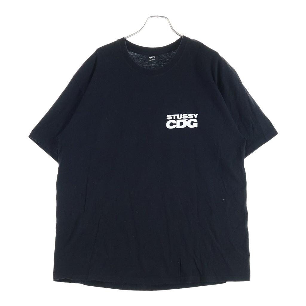 STUSSY(ステューシー) ×CDG SURFMAN TEE バックサーフマンプリント クルーネック半袖Tシャツカットソー ブラック