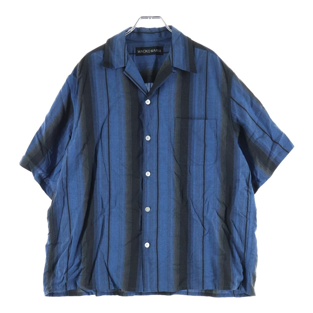 WACKO MARIA(ワコマリア) OMBRE CHECK OPEN COLLAR SHIRT オンブレ チェック半袖シャツ ブルー/ブラック
