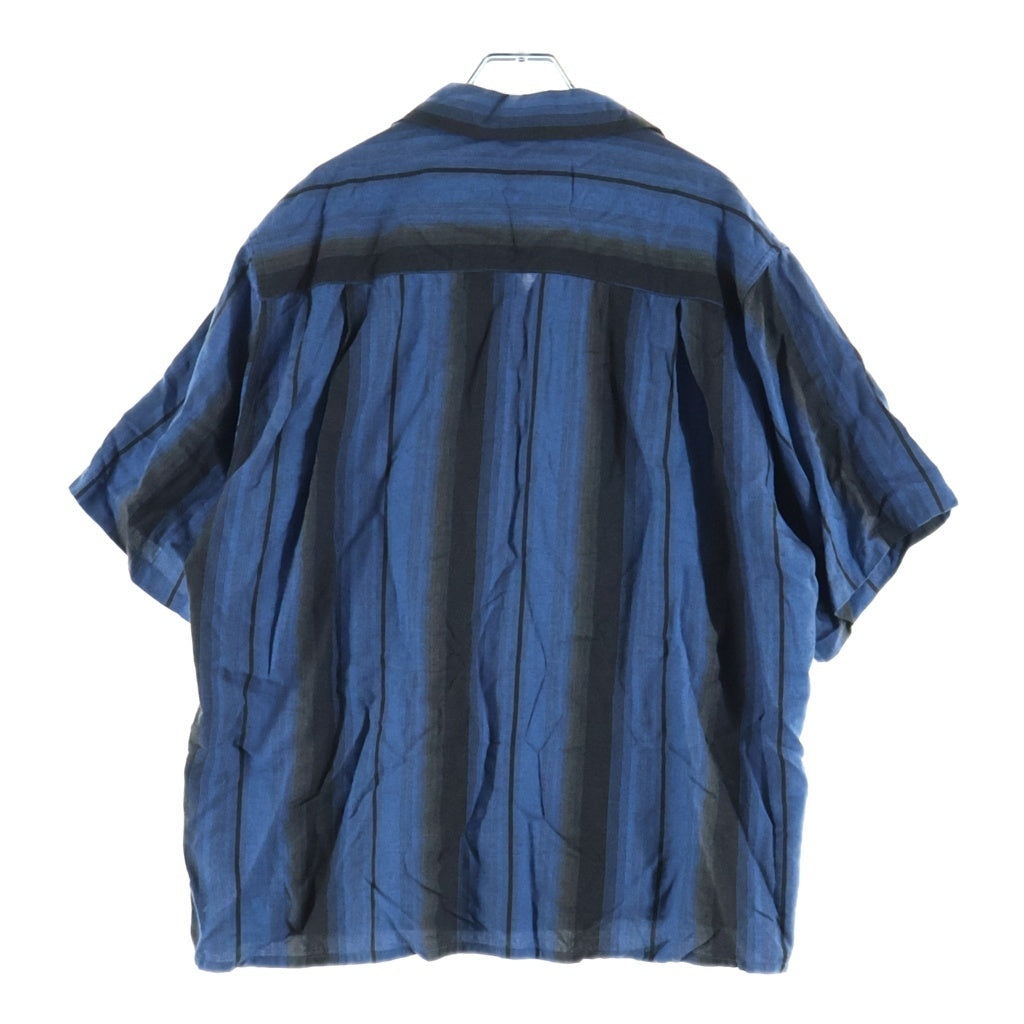 WACKO MARIA(ワコマリア) OMBRE CHECK OPEN COLLAR SHIRT オンブレ チェック半袖シャツ ブルー/ブラック