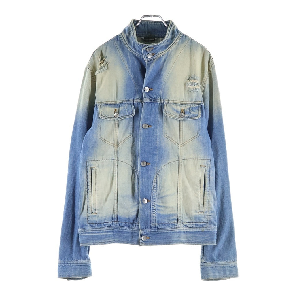 DOLCE & GABBANA(ドルチェアンドガッバーナ) BLEACHED DENIM JACKET ダメージ加工 デニムジャケット TDS75 インディゴ