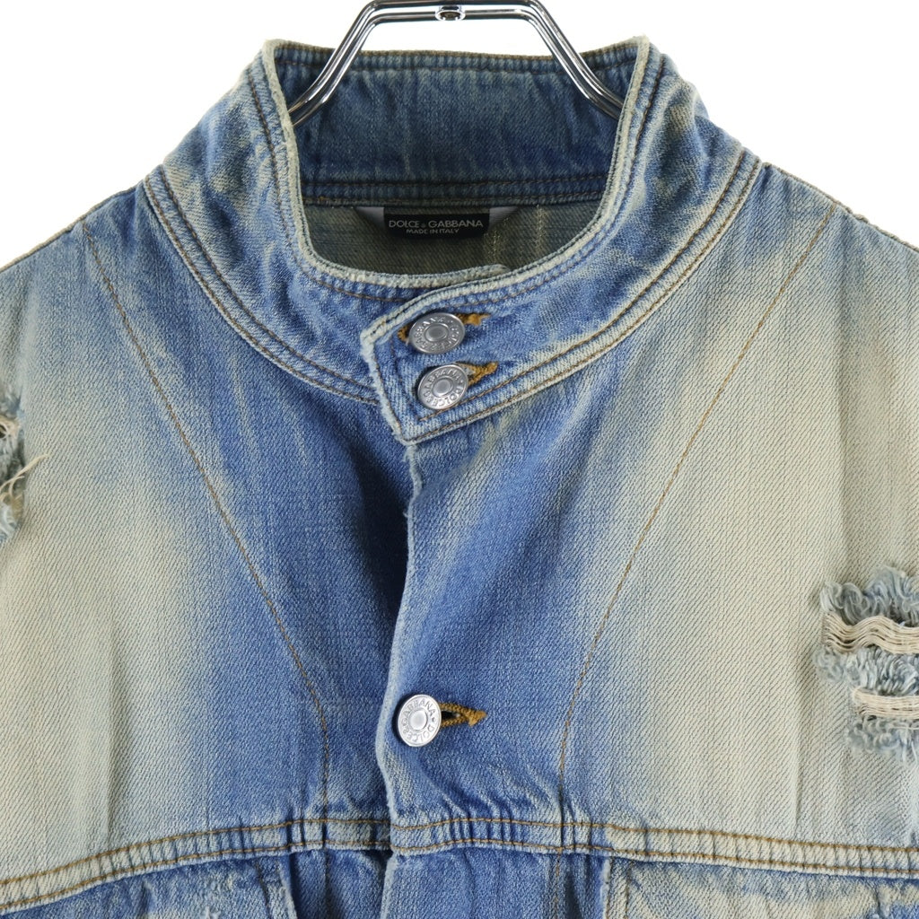 DOLCE & GABBANA(ドルチェアンドガッバーナ) BLEACHED DENIM JACKET ダメージ加工 デニムジャケット TDS75 インディゴ