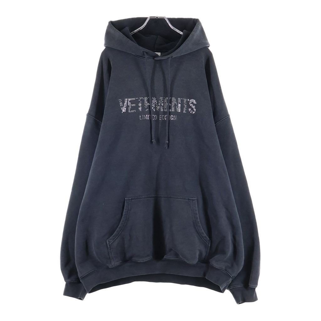 VETEMENTS(ヴェトモン) 23AW CRYSTAL LOGO HOODIE クリスタルロゴフーディー グレー UE54HD240B