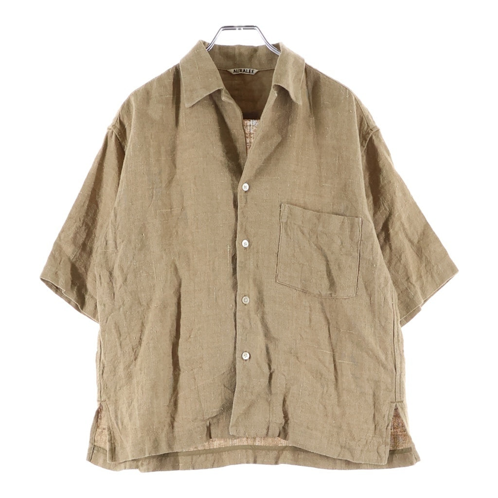 AURALEE(オーラリー) 19SS LINEN SILK SUMEER TWEED SHIRT リネンシルク サマーツイード 半袖シャツ ベージュ A9SS05LS