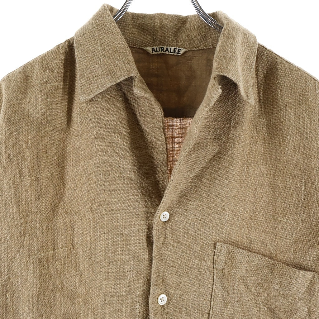 AURALEE(オーラリー) 19SS LINEN SILK SUMEER TWEED SHIRT リネンシルク サマーツイード 半袖シャツ ベージュ A9SS05LS