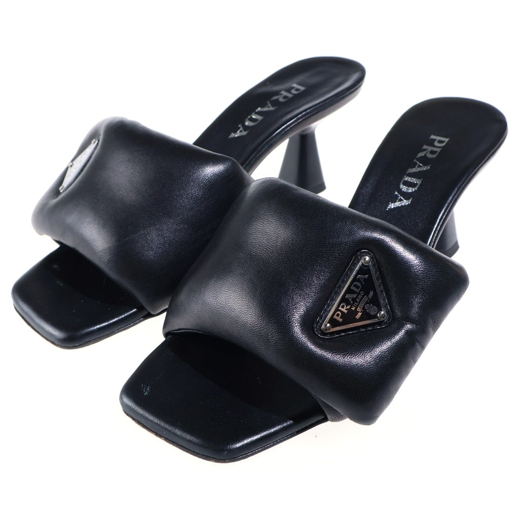 PRADA(プラダ) ソフト パデッドナッパレザー トライアングルロゴ サンダル レディース ブラック 1XX654 2DL8 F0002