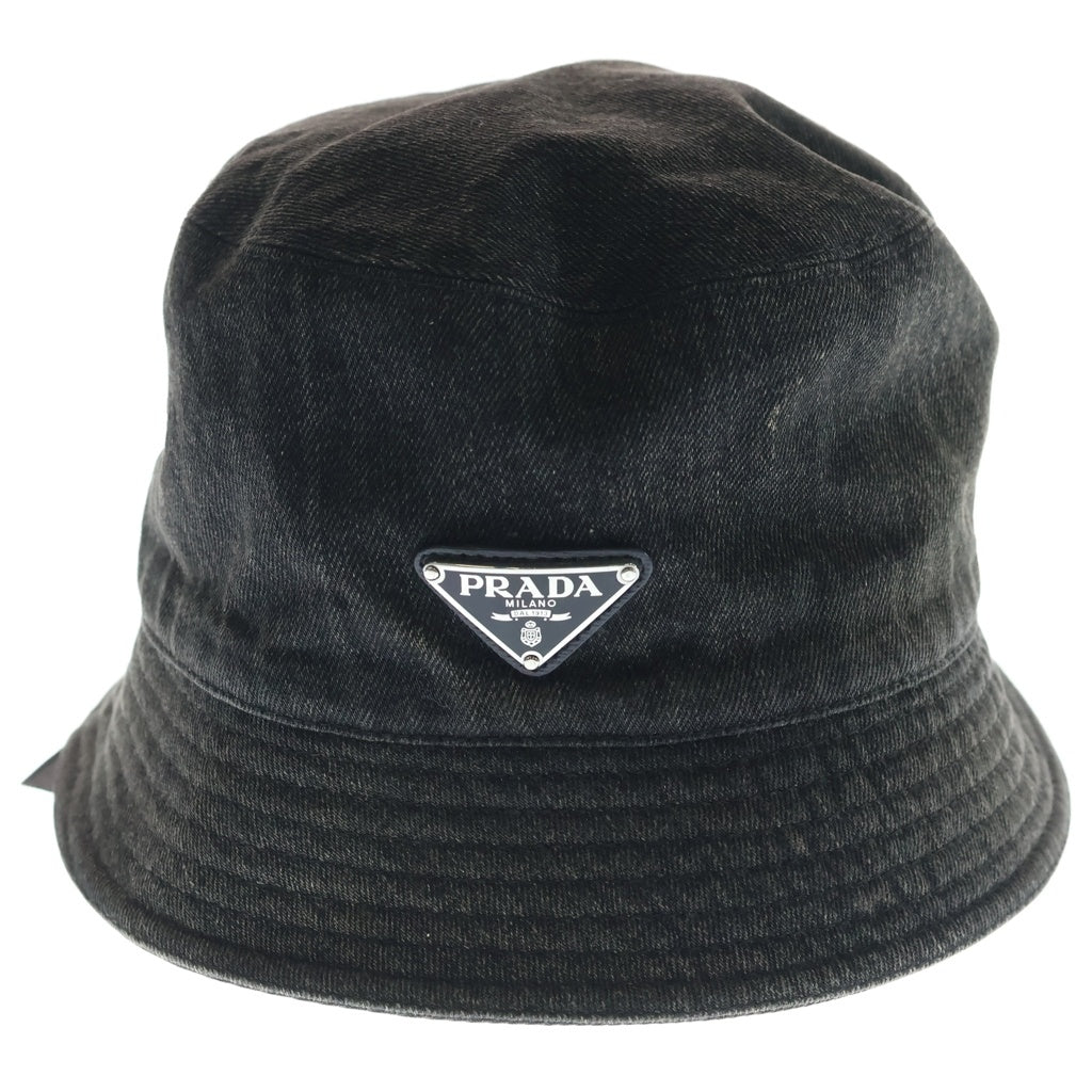 PRADA(プラダ) トライアングロゴ バケットハット 帽子 ブラック 2HC137 12K8
