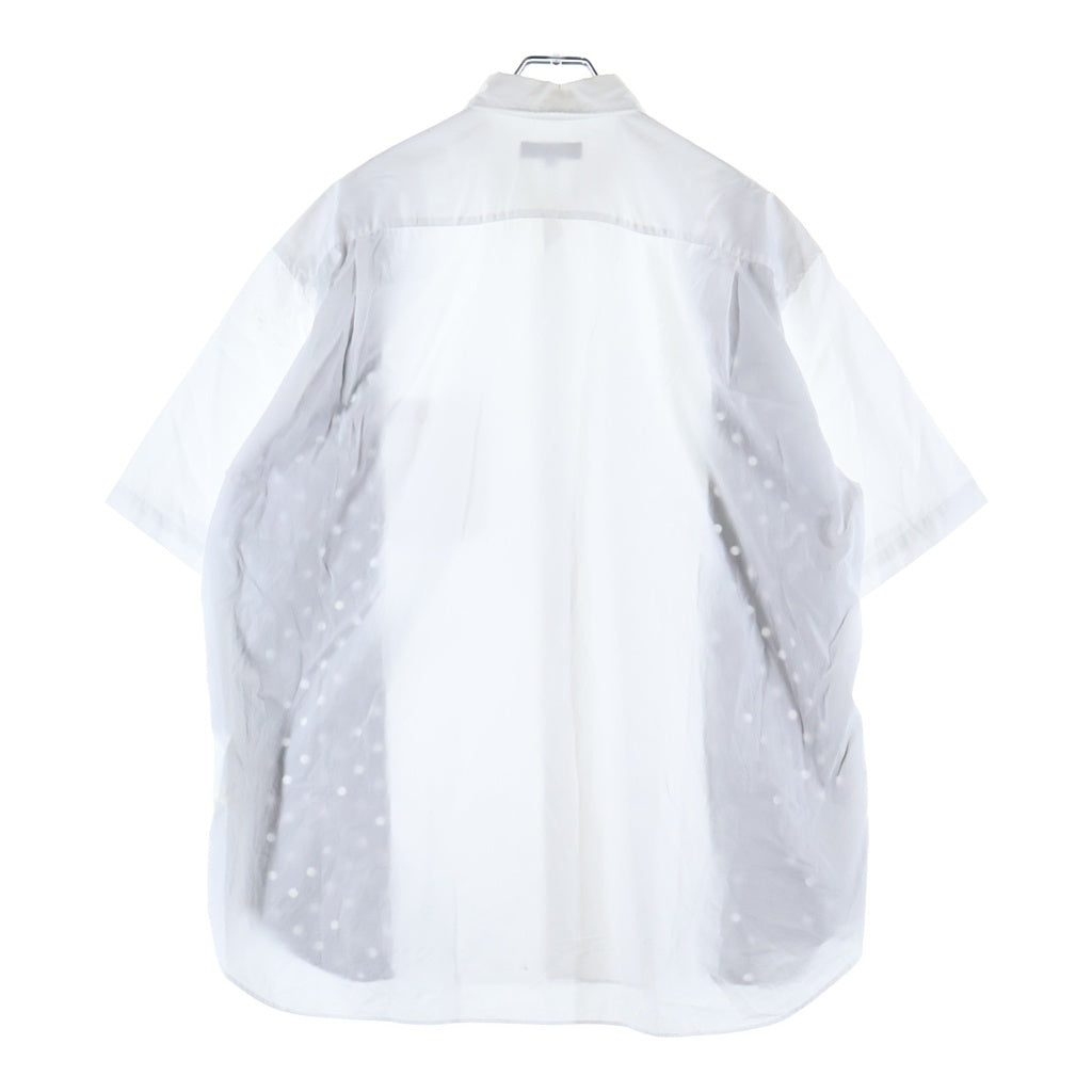 COMME des GARCONS HOMME(コムデギャルソンオム) 水玉柄ストライプ 襟付き半袖シャツ ホワイト/ネイビー HM-B020
