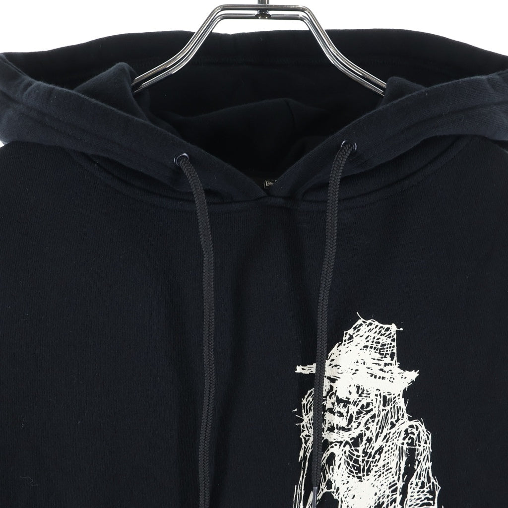 Yohji Yamamoto POUR HOMME(ヨウジヤマモト プールオム) 21AW ×NEW ERA DRAWING PRINT SWEAT PULLOVER HOODIE ニューエラ ドローイングプリント プルオーバースウェットパーカー ブラック HX-T85-985