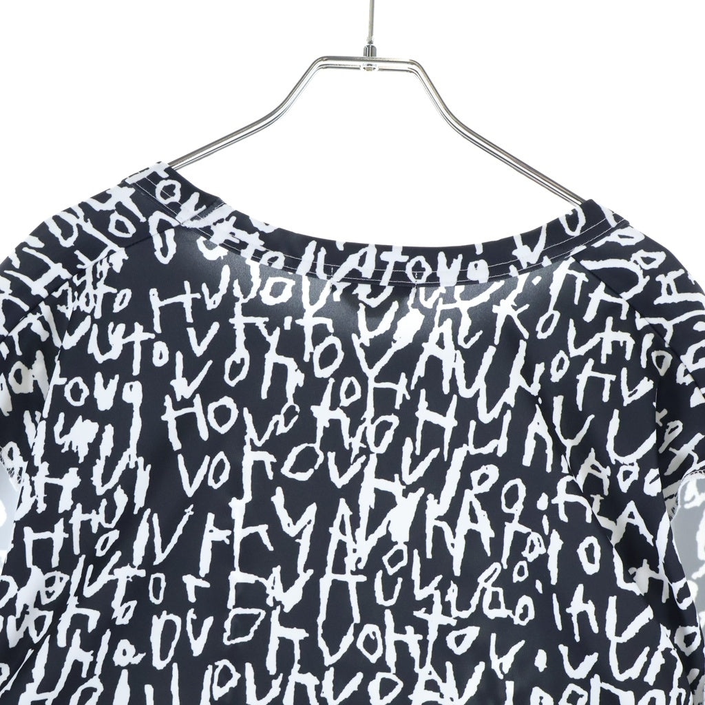 COMME des GARCONS HOMME PLUS(コムデギャルソンオムプリュス) 23AW グラフィックプリント総柄 カットアウト 穴あき長袖カットソーTシャツ ブラック/ホワイト PL-T027