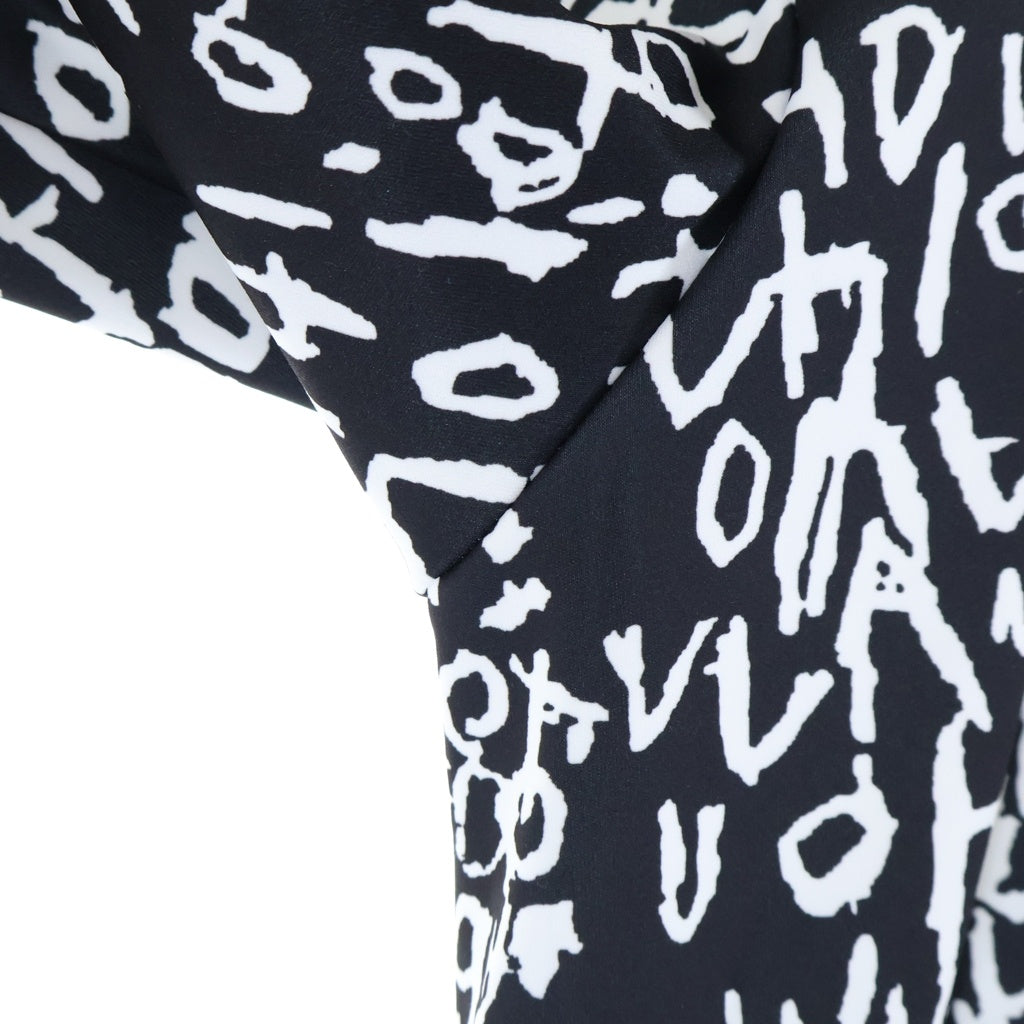 COMME des GARCONS HOMME PLUS(コムデギャルソンオムプリュス) 23AW グラフィックプリント総柄 カットアウト 穴あき長袖カットソーTシャツ ブラック/ホワイト PL-T027