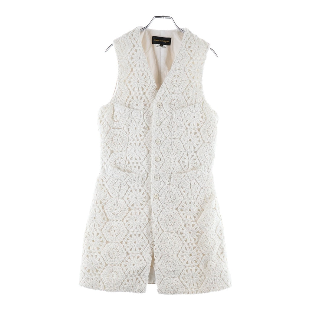 COMME des GARCONS(コムデギャルソン) 26SS COTTON CHEMICAL × JUTE VEST コットンケミカル 素材切り替えベスト ホワイト/ブラウン レディース GQ-V002