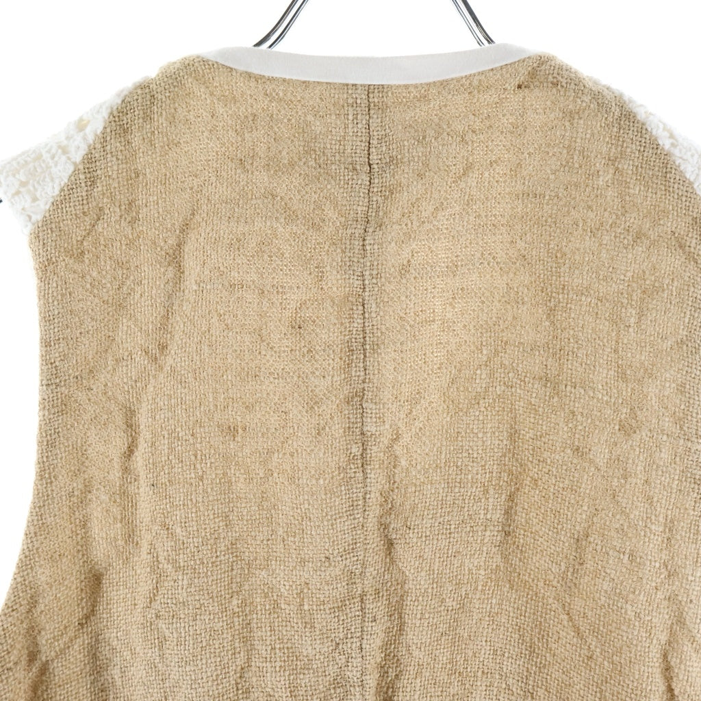 COMME des GARCONS(コムデギャルソン) 26SS COTTON CHEMICAL × JUTE VEST コットンケミカル 素材切り替えベスト ホワイト/ブラウン レディース GQ-V002