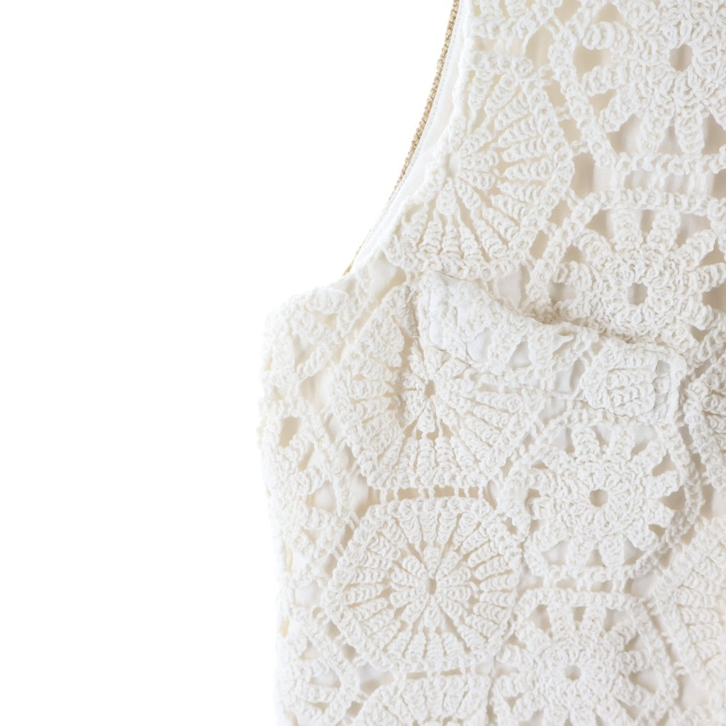 COMME des GARCONS(コムデギャルソン) 26SS COTTON CHEMICAL × JUTE VEST コットンケミカル 素材切り替えベスト ホワイト/ブラウン レディース GQ-V002
