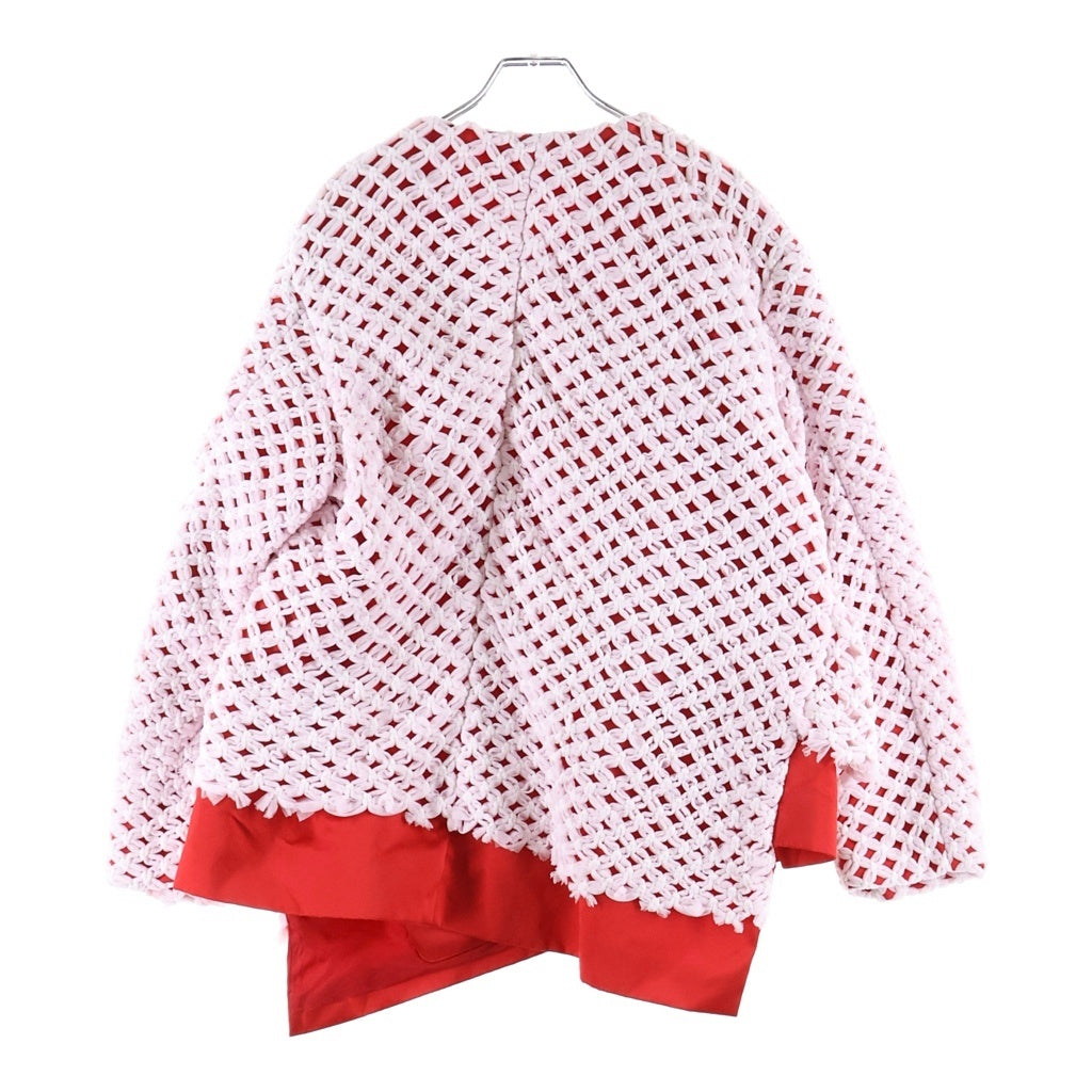 COMME des GARCONS(コムデギャルソン) 26SS アシンメトリー チュール織りブレザー レッド/ホワイト レディース GQ-J021