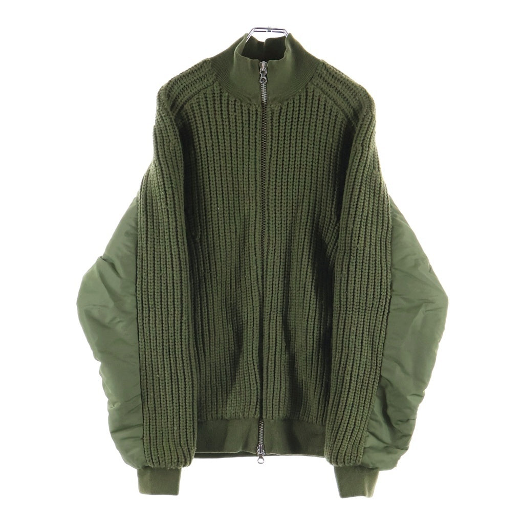 DIESEL(ディーゼル) 二ット切り替え ジップアップ カーディガン カーキ K-ARRE