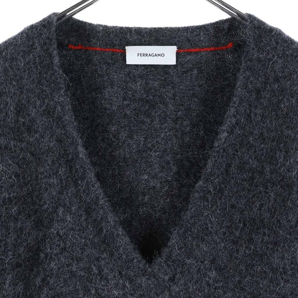 FERRAGAMO(フェラガモ) 24AW カシミヤ シルク ニットセーター グレー 122492777966 CHARCOAL