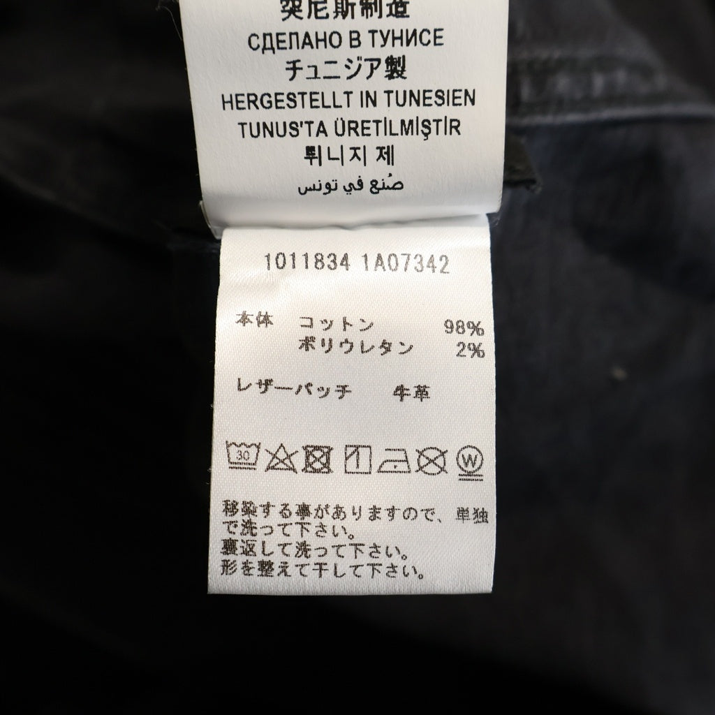 VERSACE(ヴェルサーチ) レザーロゴパッチ ボタンアップ デニムジャケット ブラック 1011834
