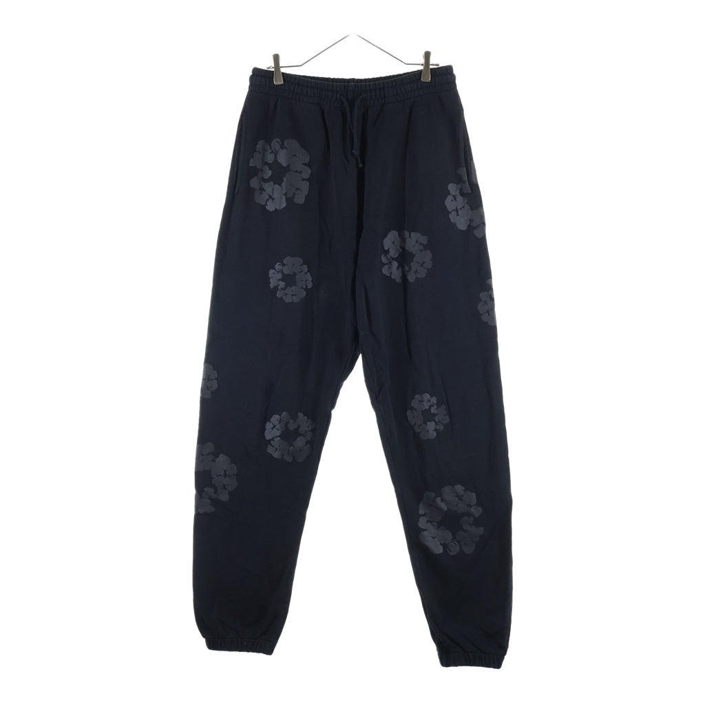 DENIM TEARS(デニムティアーズ) MONO COTTON WREATH SWEAT PANTS モノコットン フラワーモチーフ スウェットパンツ ブラック