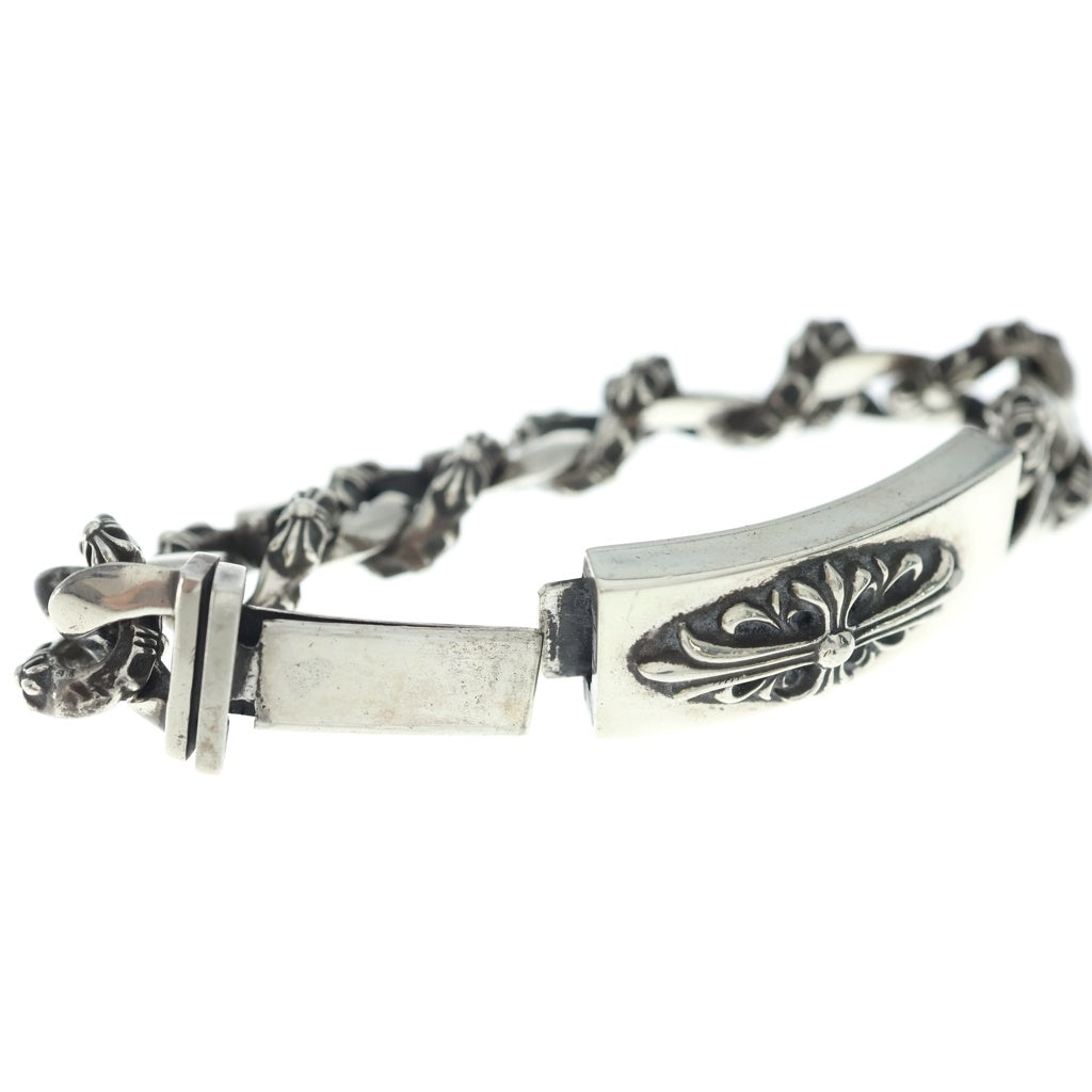CHROME HEARTS(クロムハーツ) ID FLORAL CRS フローラルクロスIDファンシーリンク ブレスレット 13LINK シルバー BCA166